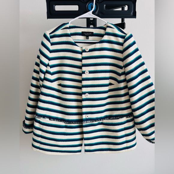 Talbots Striped Blue and White Jacket - Picture 2 of 11